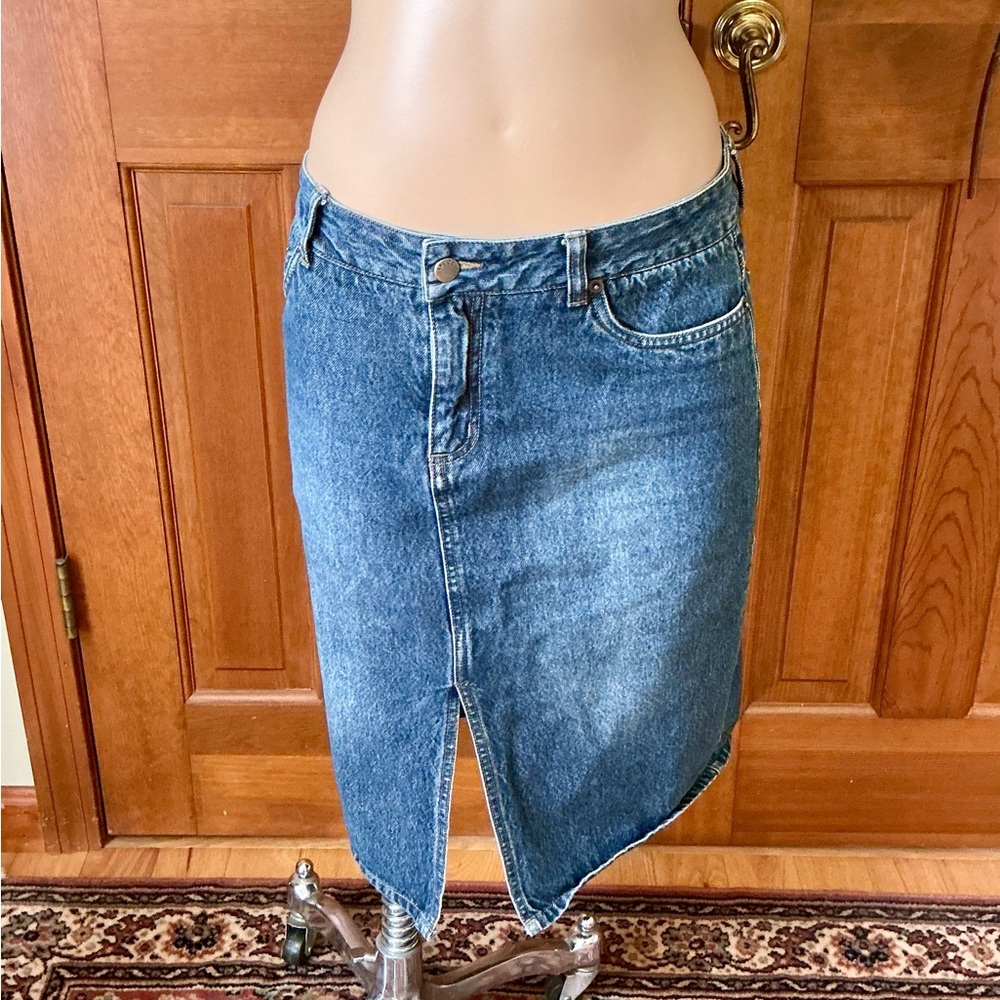 Jacob Dark Blue distressed Denim pencil Skirt - Picture 2 of 5